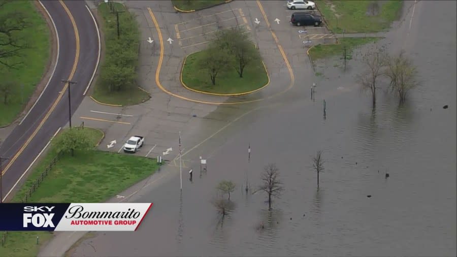 Flash flooding in St. Louis County after April 2, 2024 overnight storms. (Photo: SkyFOX powered by Bommarito Automotive Group)