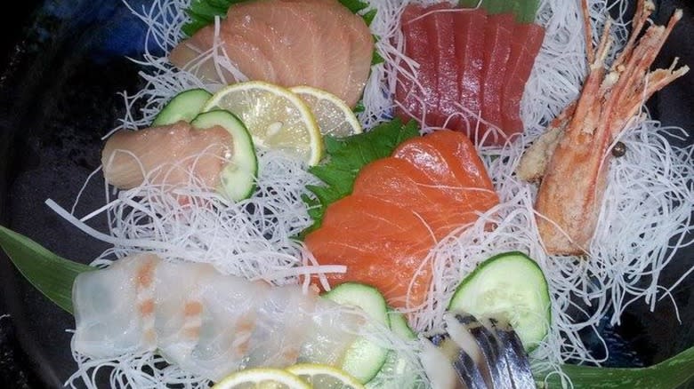 Sashimi spread on plate 