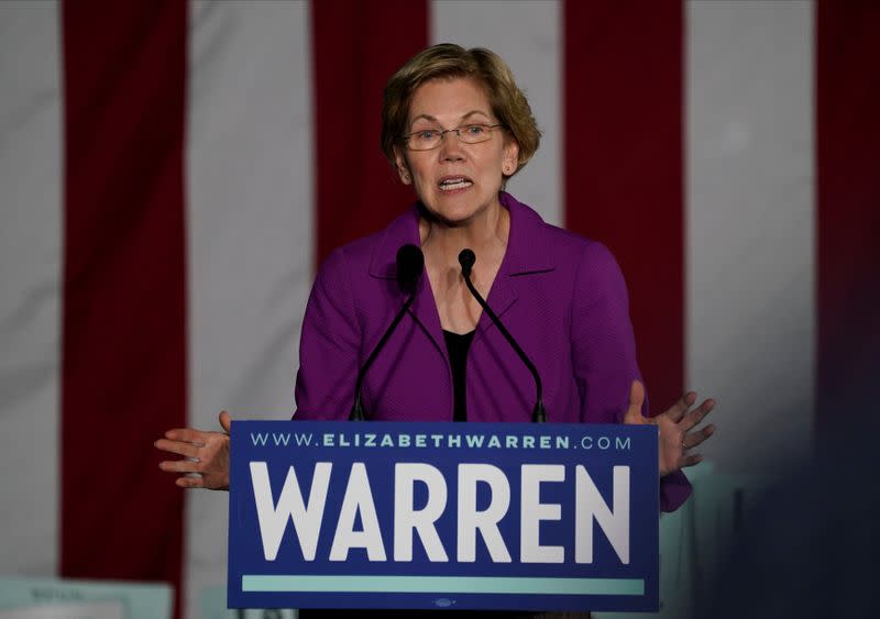 Democratic 2020 U.S. presidential candidate Senator Elizabeth Warren speaks to supporters in Monterey Park, California