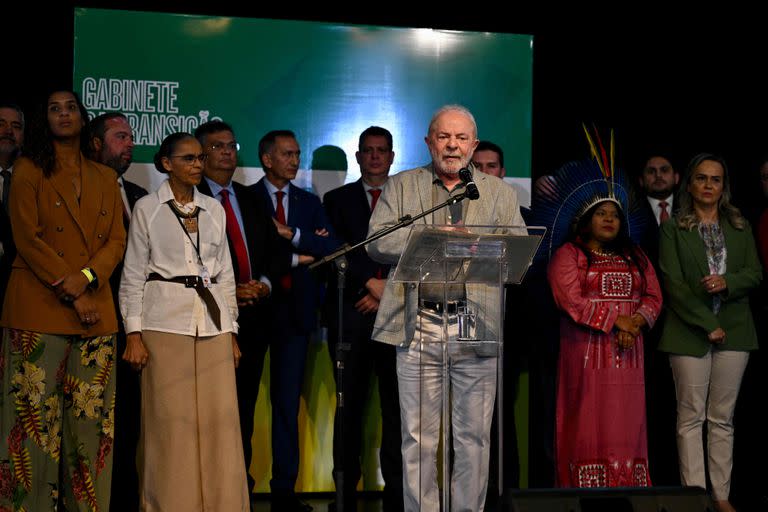 Luiz Inacio Lula da Silva, en Brasilia, al presentar su equipo de ministros. (Photo by EVARISTO SA / AFP)