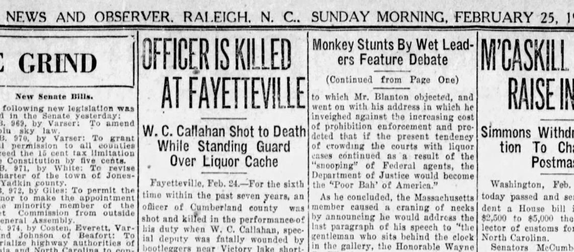 William Callihan’s 1923 murder made headlines around the state, including extensive coverage in The News & Observer