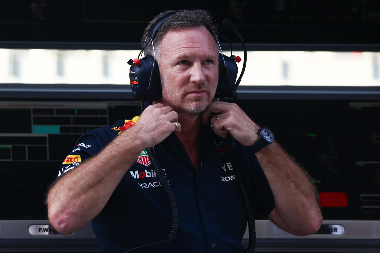 Christian Horner ahead of the Formula 1 Abu Dhabi Grand Prix at Yas Marina Circuit in Abu Dhabi, United Arab Emirates on November 26, 2023. (Photo by Jakub Porzycki/NurPhoto via Getty Images)