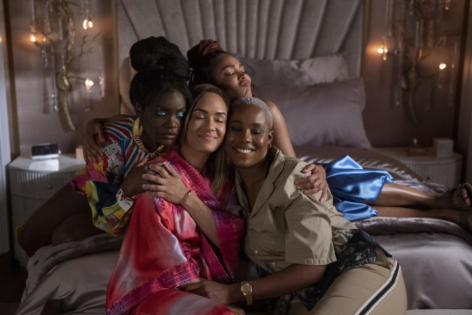 Shoniqua Shandai, Grace Byers, Meagan Good and Jerrie Johnson in Harlem Season 2 on Prime Video (Emily V Aragones/Prime Video)