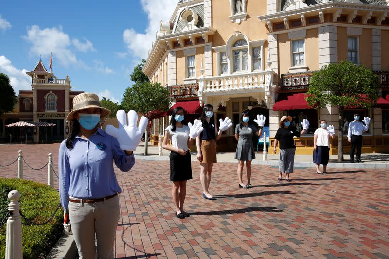 Social distance at Disneyland after it reopened following a shutdown due to the coronavirus disease (COVID-19) in Hong Kong