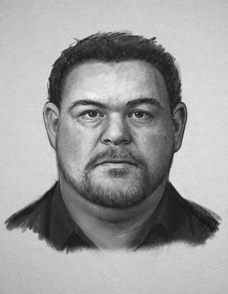 In 2023, Rock Hill, South Carolina police released this sketch of a “person of interest” in the 2021 cold case death of William Mason.