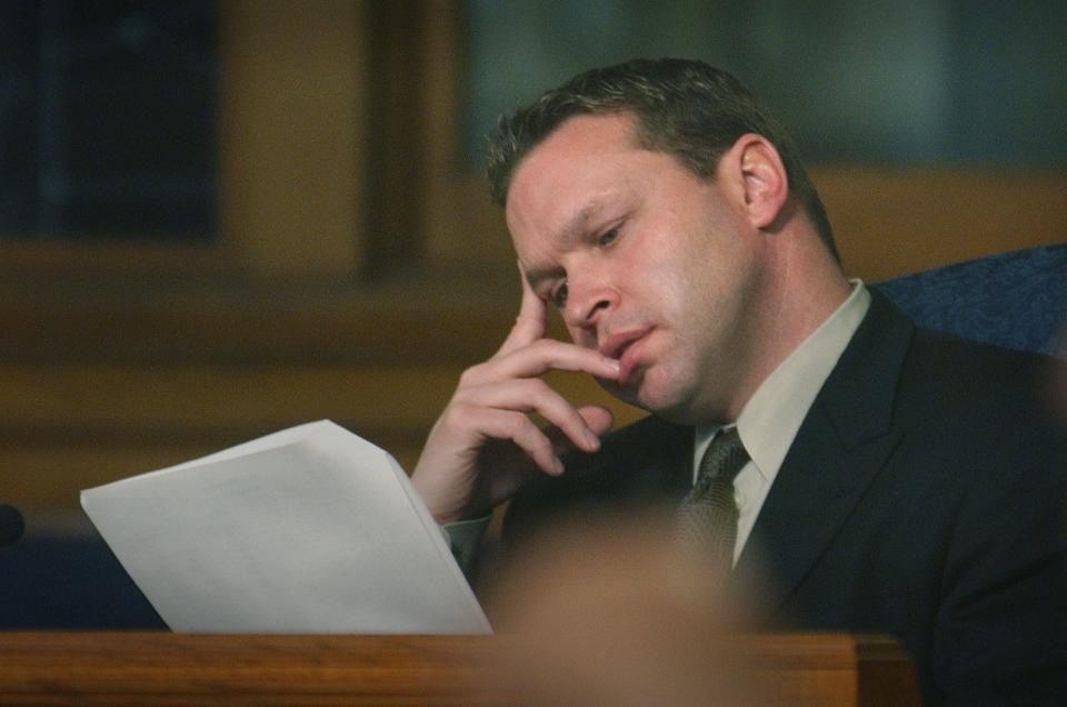 Milwaukee Ald. Jeff Pawlinski photographed Tuesday, March 25, 2003, during the Common Council meeting. Pawlinski is the third Common Council member to be indicted on federal corruption charges in the last six months.