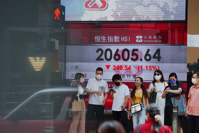 Hang Seng Stock index at Central district in Hong Kong