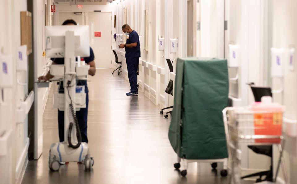 Nurses care for patients Tuesday, June 7, 2022, at the James D. Eason Transplant Institute at Methodist University Hospital in Memphis. 