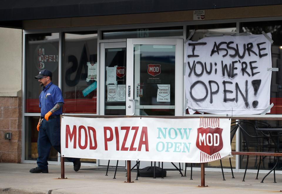 A pizza restaurant on March 30, 2020 in Centennial, Colorado.