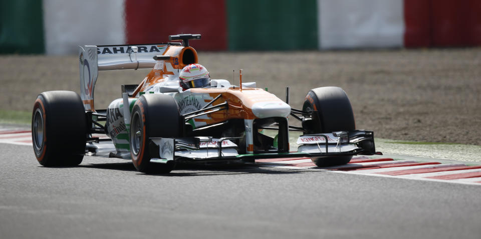 Force India Formula One driver Paul di Resta of Britain drives during the third practice session of the Japanese F1 Grand Prix at the Suzuka circuit October 12, 2013. REUTERS/Toru Hanai (JAPAN - Tags: SPORT MOTORSPORT F1)