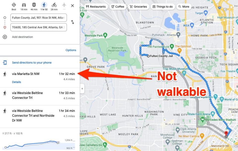 Fulton County jail court not walkable