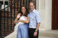 The Duke and Duchess of Cambridge leave the Lindo Wing of St Mary's Hospital in London, with their newborn son.