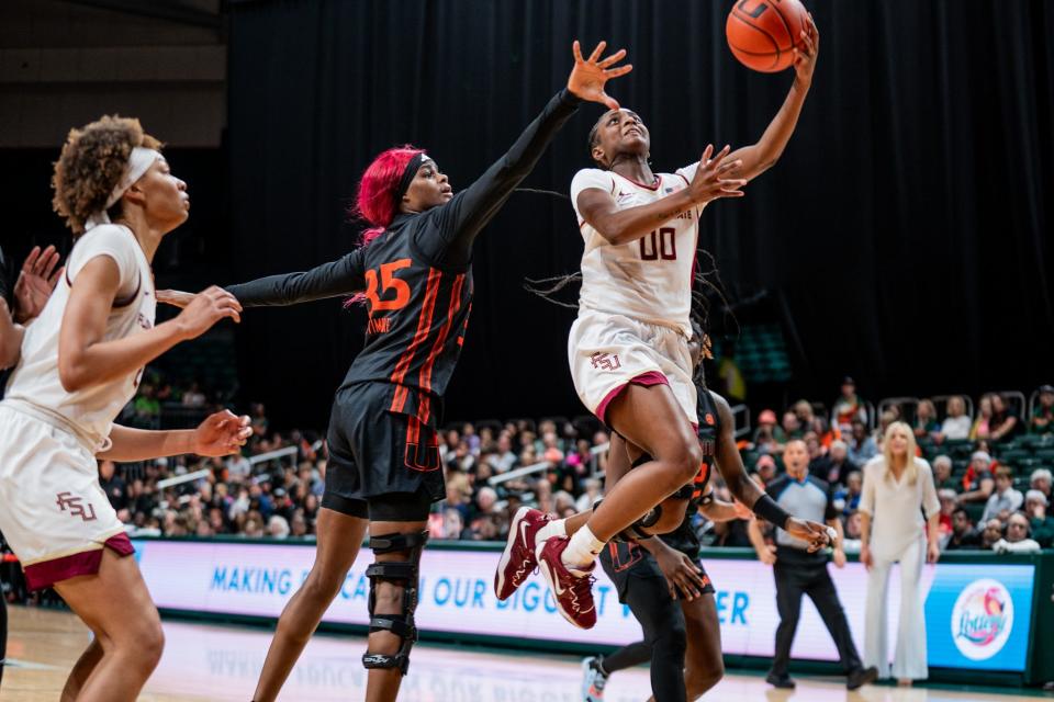 FSU women's basketball defeated Miami, 74-68, on Feb. 18, 2023 at the Watsco Center in Coral Gables, Fla.