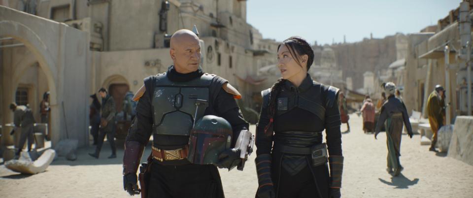 Boba Fett (Temuera Morrison) and Fennec Shand (Ming-Na Wen) are there for each other when trouble arises in "The Book of Boba Fett."