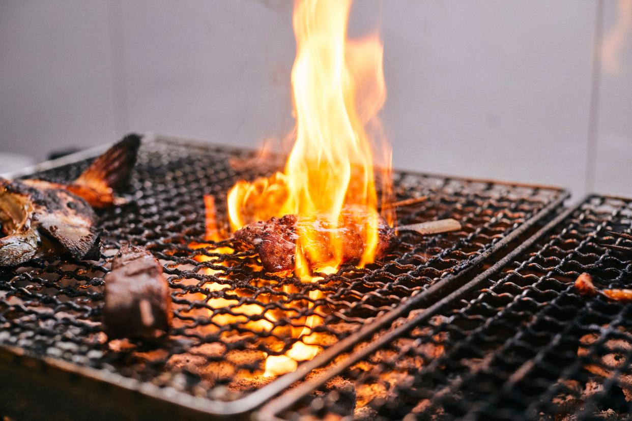 Skewers on the grill at Otaku Ramen Izakaya.