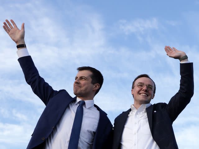 <p>Alex Wong/Getty</p> Pete Buttigieg (left) and Chasten Buttigieg in Arlington, Va., in 2020