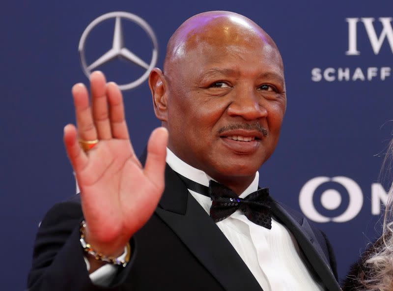 FILE PHOTO: Laureus World Sports Awards - Salle des Etoiles, Monaco - February 18, 2019 Marvin Hagler poses as he arrives at the ceremony