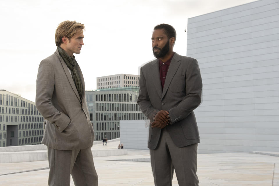 Robert Pattinson and John David Washington in a still from Tenet. (©2020 Warner Bros. Entertainment, Inc. All Rights Reserved.)