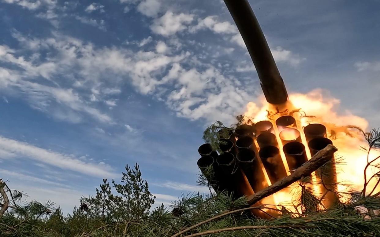 Russian multiple launch rocket systems fire rockets at Ukrainian military positions on May 16 - Russian defence ministry/Newsflash/Russian defence ministry/Newsflash