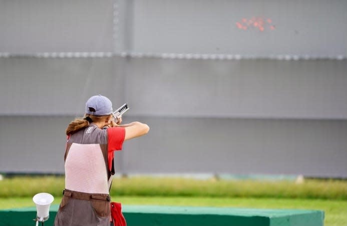 Skylar Marshall competes in trap at a recent competition.