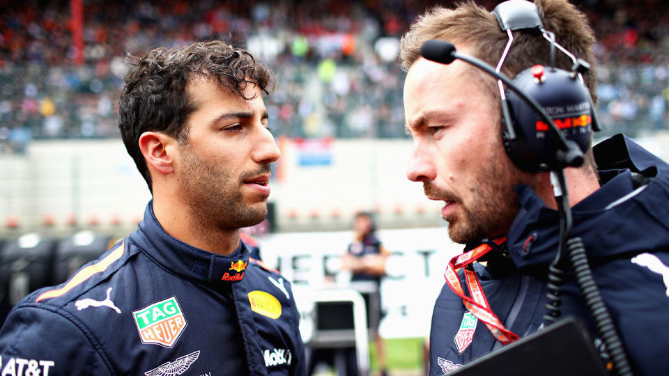Daniel Ricciardo and Red Bull race engineer, Simon Rennie. 