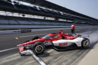 Marcus Ericsson, of Sweden, leaves the pits during practice for the Indianapolis 500 auto race at Indianapolis Motor Speedway, Thursday, May 18, 2023, in Indianapolis. (AP Photo/Darron Cummings)