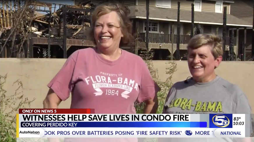 Janice Curtis and Robin Lusk are being hailed heroes after ushering people to safety during a fire. (Photo: WKRG)