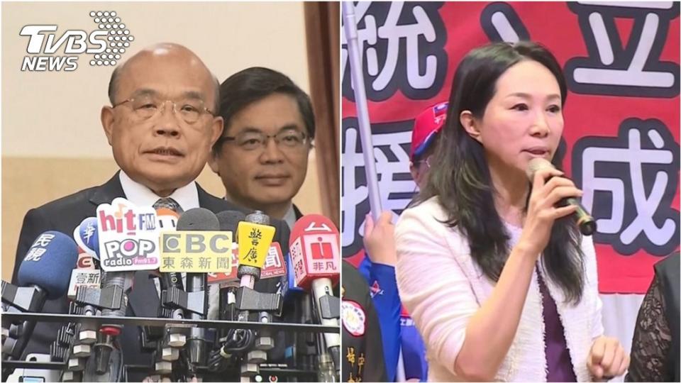 行政院長蘇貞昌（左）、國民黨總統參選人韓國瑜妻子李佳芬（右）。圖／TVBS資料照