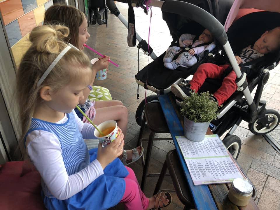 Carly shared this image of her four children outside a cafe. Photo: Supplied/Carly Hall