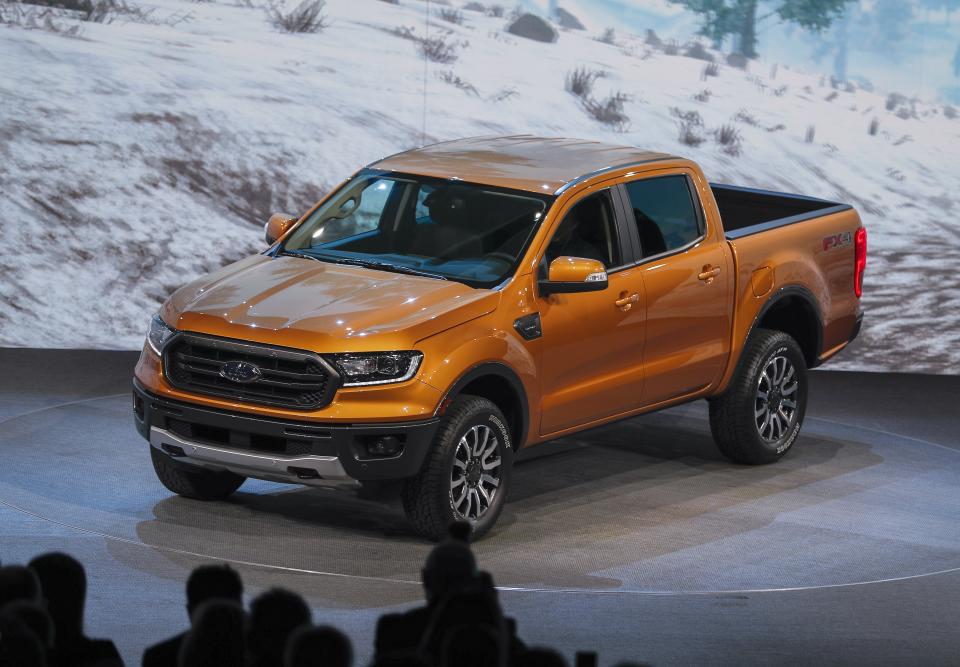 The 2019 Ford Ranger pickup truck is introduced during the media preview at the 2018 North American International Auto Show in Detroit, Michigan, USA, 14 January 2018. (Abierto, Estados Unidos) EFE/EPA/ERIK S. LESSER