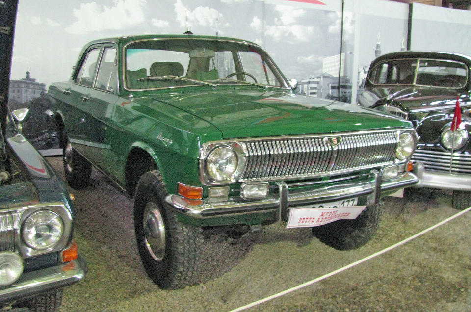 <p>Like the Lada Tarzan-2 mentioned previously, the 24-95 is another example of a saloon car on stilts. The 24 was modular and as a result some were turned into convertibles for military parades and others were given pickup beds. In a bid to assist high-ranking police and militia officials in dealing with harsh Russian winters, GAZ constructed five four-wheel drive 24-95s.</p><p>The front axle was a Volga rear axle which was turned backwards, it had raised leaf spring suspension and slightly chunkier tyres. Soviet premier <strong>Leonid Brezhnev</strong> had one, who found it useful to practice his passion for hunting.</p>