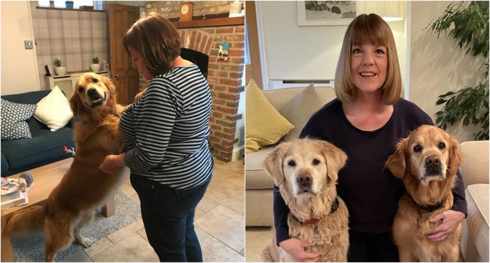 Jane credits taking her dogs on longer walks for helping her to lose weight. (SWNS)