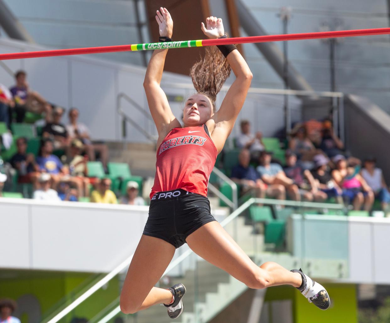 Brynn King PR’s on her way to winning bronze in the women’s pole vault on the final day of the U.S. Olympic Track & Field Trials in Eugene Sunday, June 30, 2024.