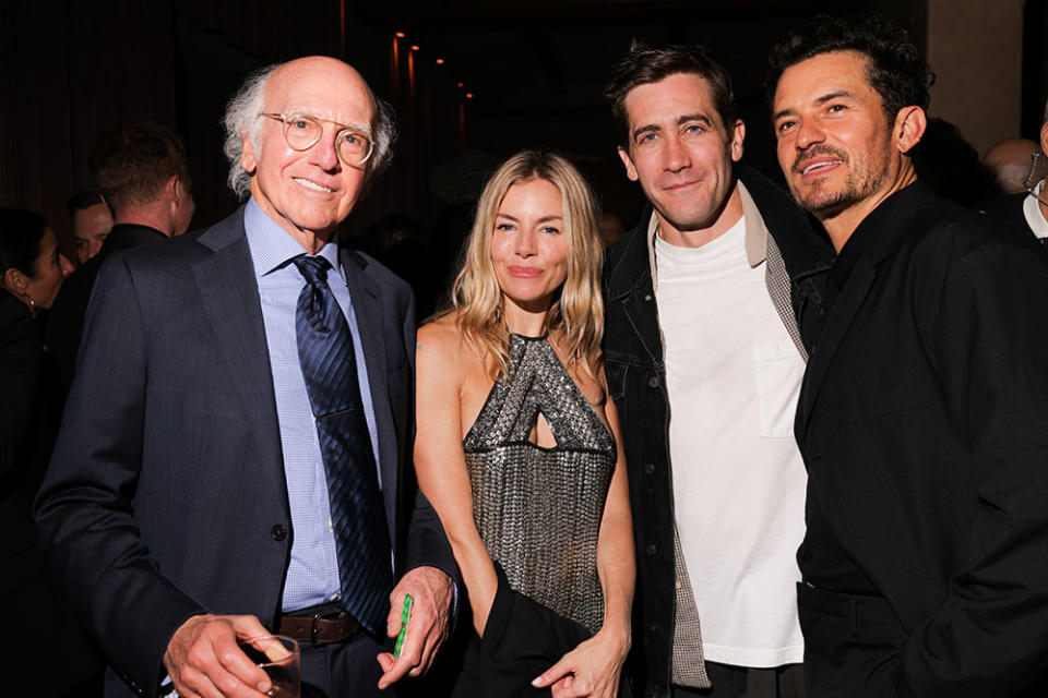 Larry David Sienna Miller Jake Gyllenhaal and Orlando Bloom attend WME's pre Oscar party