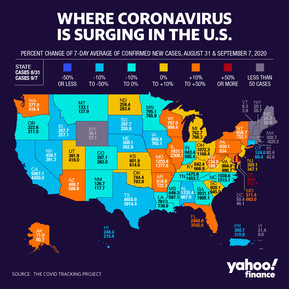 Confirmed coronavirus cases. (David Foster/Yahoo Finance)