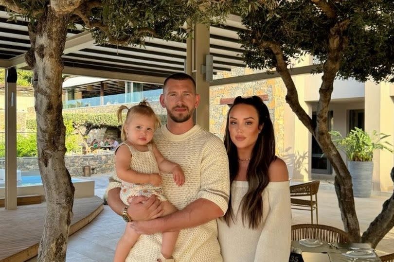 Charlotte Crosby with daughter Alba and fiance Jake Ankers