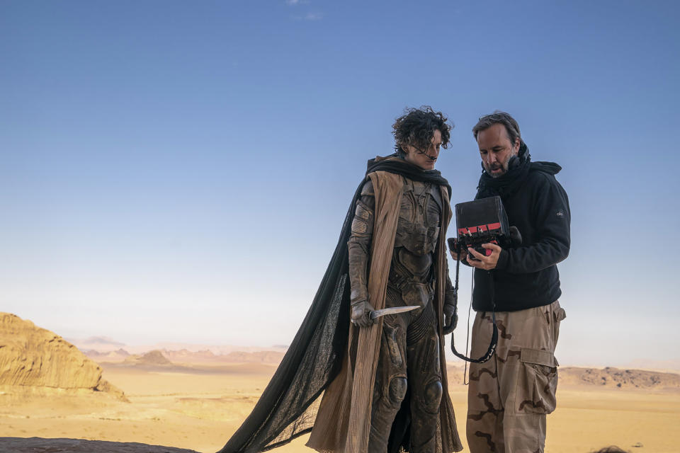 Denis Villeneuve directing Timothée Chalamet on the set of “Dune”<cite>Niko Tavernise</cite>