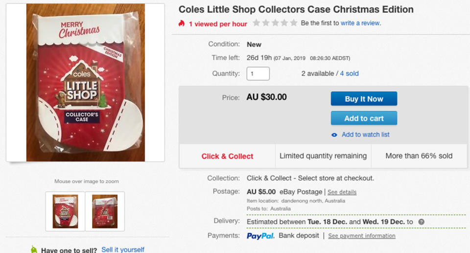 Coles Little Shop collectables cases are being resold online, causing outrage for parents.