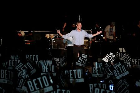 U.S. Senate candidate Beto O'Rourke comes out before singer Willie Nelson at the “Turn out for Texas Rally with Willie & Beto” event in Austin, Texas, U.S., September 29, 2018. REUTERS/Erich Schlegel/Files