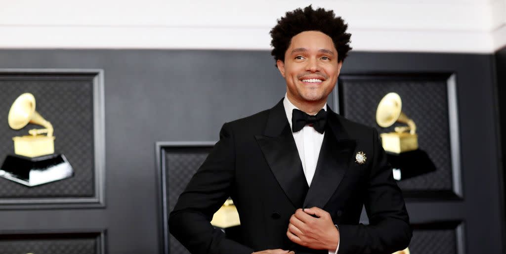 los angeles, ca   march 14 host trevor noah on the red carpet at the 63rd annual grammy awards, at the los angeles convention center, in downtown los angeles, ca, wednesday, mar 14, 2021 jay l clendenin  los angeles times via getty images