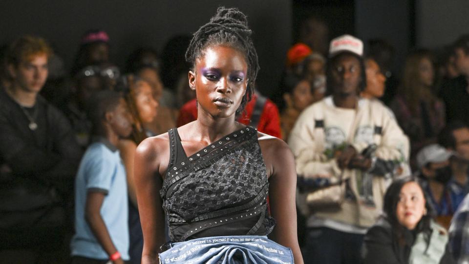 new york, usa september 11 a model walks the runway during the who decides war ready to wear springsummer 2023 fashion show as part of the new york fashion week on september 11, 2022 in ny photo by victor virgilegamma rapho via getty images