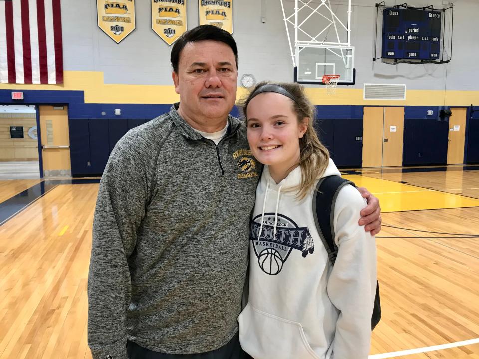 New Hope-Solebury coach Steve Polinsky and his daughter, CR North grad Kristen, faced each other in a 2021 game.