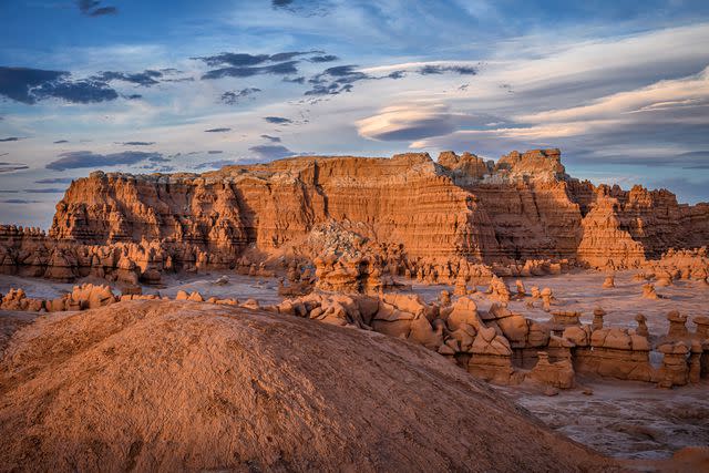 <p>Diana Robinson Photography/Getty Images</p> Hoodoo sandstone rock formations in Goblin Valley State Park.