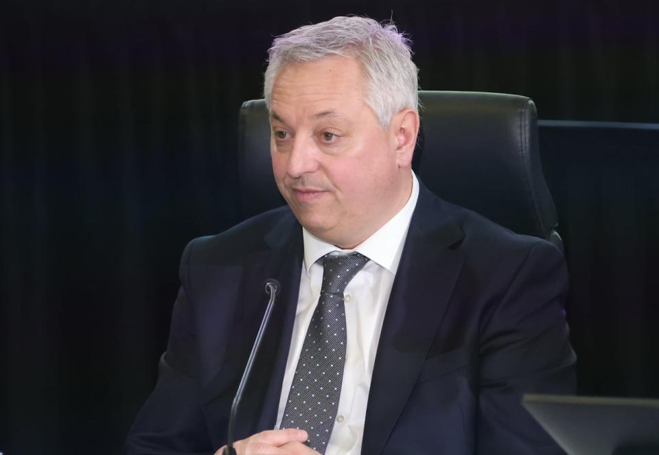 David Vigneault, director of the Canadian Security Intelligence Agency, appears at the Public Inquiry into Foreign Interference in Federal Electoral Processes and Democratic Institutions hearings, in Ottawa on Feb. 1.  (Patrick Doyle/Canadian Press - image credit)