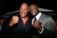 Tommy 'Tiny' Lister and Terry Crews at the Los Angeles premiere of "the Expendables 2" on Auguest 15, 2012.