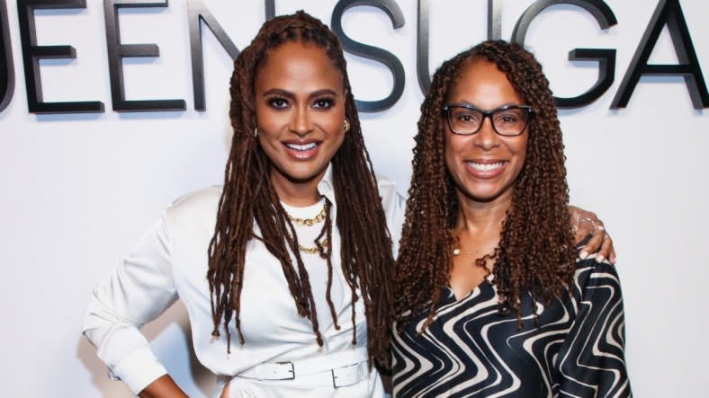 Filmmaker Ava DuVernay and Channing Dungey, chairwoman of Warner Bros Television Group, are shown at “Conversations With Ava DuVernay & The Directors of OWN’s ‘Queen Sugar'” at DGA Theater Complex in Los Angeles in September 2022. (Photo: Robin L Marshall/Getty Images for OWN)
