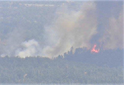 A 10-acre fire burned off Branstetter Lane in south Redding on Thursday.