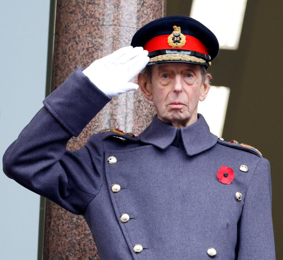 Prince Edward, the Duke of Kent, attends the National Service of Remembrance at The Cenotaph on November 13, 2022, in London.