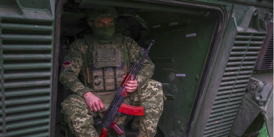 A Ukrainian soldier in Donetsk Oblast