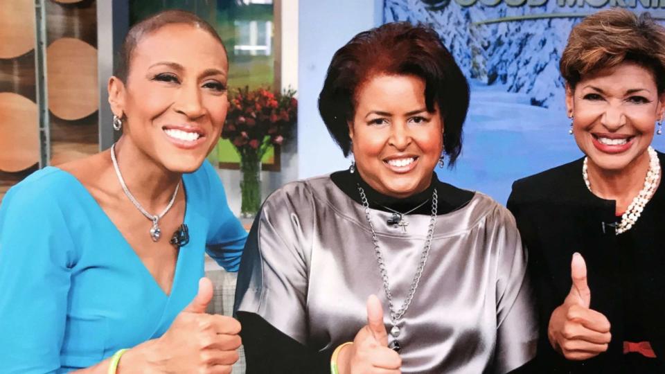 PHOTO: ABC News' Robin Roberts and her sisters are pictured on the 'Good Morning America' set on Feb. 20, 2013. (Courtesy Robin Roberts)